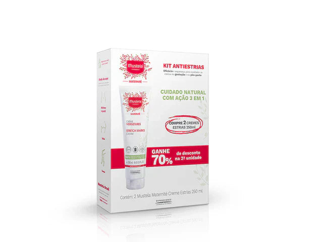 Kit Prevenção de Estrias – 2 Mustela Maternité Creme Estrias 250 ml com 70% na 2ª unidade