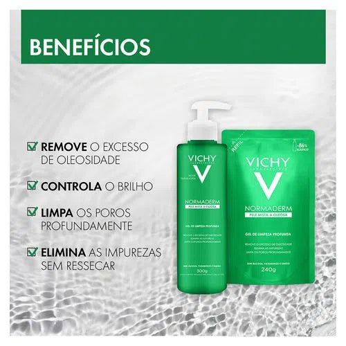 NORMADERM GEL DE LIMPEZA PROFUNDA ANTI-OLEOSIDADE COM ACIDO GLICOLICO REFIL – 240G