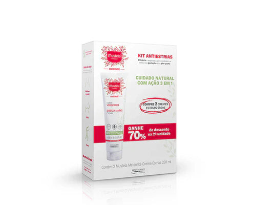 Kit Prevenção de Estrias – 2 Mustela Maternité Creme Estrias 250 ml com 70% na 2ª unidade
